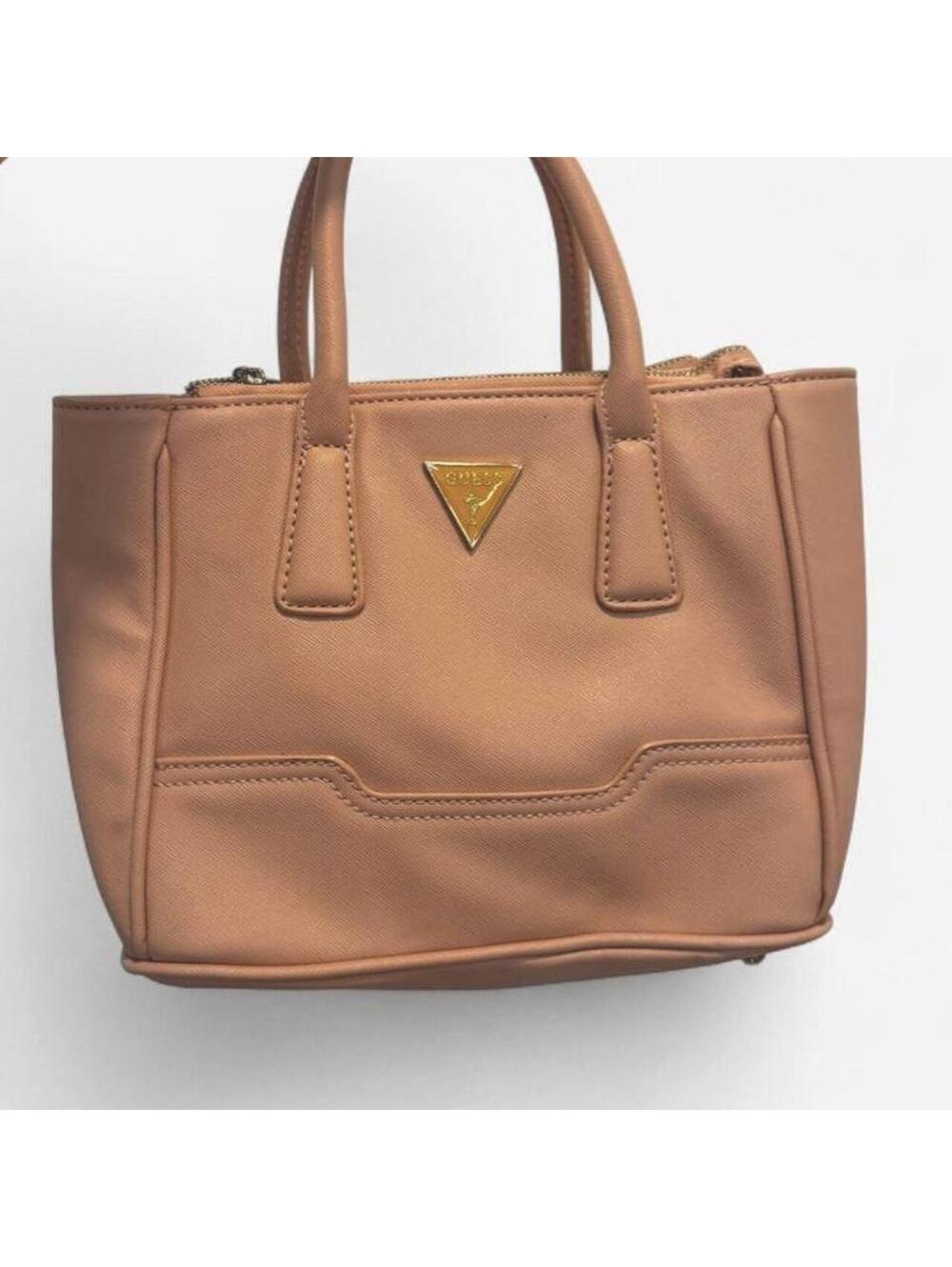 Guess structured mini satchel in a blush pink color with gold hardware.